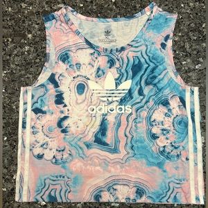 Adidas Tie Dye Pastel Colors Striped Side Crop Tank